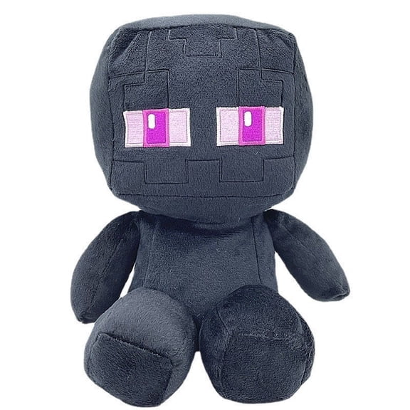 Pixel Enderman Sitting Plush Toy 10.2" - 8-Bit Sandbox Game Mob Stuffed Animal - Soft Washable Gamer Desk Decor for Teens & Adults
