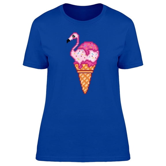 Pixel Flamingo Ice Cream T-Shirt Women -Image by Shutterstock, Female Small