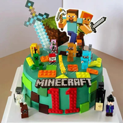 Cube Game Cake Topper, 4 Pcs Cube Cake Decorations Set-Cube Birthday Cake Topper for Cube Birthday Party Supplies