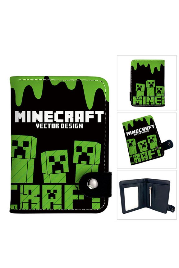 Pixel Game Coin Purse Wallet Bifold ID Window Multi Card Slots Snap Closure