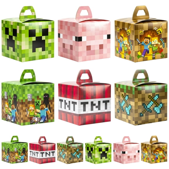 Cube Party Boxes, 12 pcs Cube Treat Boxes/Cube Paper Box/Cube Treat Boxes/Cube Goodie Boxes, Cube Candy Boxes for Cube Birthday Decorations