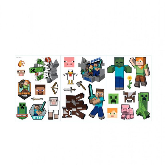 Pixel Game Wall Decals - Sandbox Adventure Character Stickers for Gamer Room Decor, Removable Vinyl Wall Art for Gaming Zone, Bedroom, Play Area Decoration