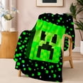 thumbnail image 1 of Pixel Gaming Style Flannel Fleece Blanket Green Pattern Soft Plush Throw Blanket Kids Room Bedroom Decor SPXUBZ 50"x40", 1 of 5