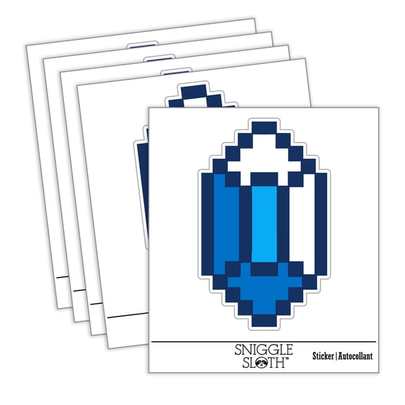Pixel Gem Diamond Emerald Rupee RPG Game Car Window Bumper Water Bottle Phone Tablet Laptop Waterproof Vinyl Decal Sticker Set 5-Pack - Gloss Finish - 3.0"