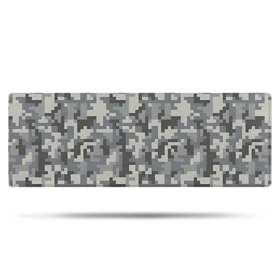 Pixel Gray Camo Digital Pattern Bathroom Rugs Mat,Non Slip Microfiber Bathroom Rug,Rubber Backing,Soft Bathroom Mats for Bathroom Floor,Tub and Shower,47x17in(120x43cm)