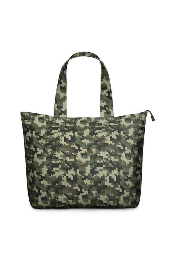 Pixel Green Camo Digital Pattern Travel Tote Bags for Women Carry On,Large Weekender Bags for Women Travel,Multi Functional Duffle Bag for Work,Shopping,Sports