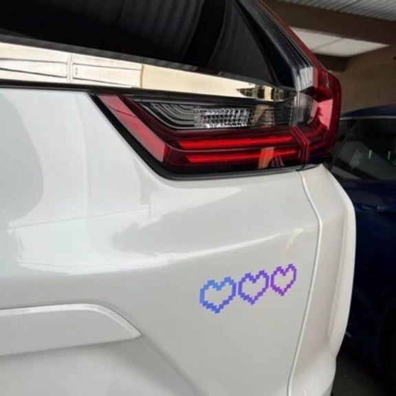 Pixel Heart Car Decal Stickers, Waterproof Sunscreen UV-Resistant No-Residue Strong Adhesion Mosaic Love Shape Vinyl Easy Apply for Headlight Taillight Car Exterior Auto Decor, A