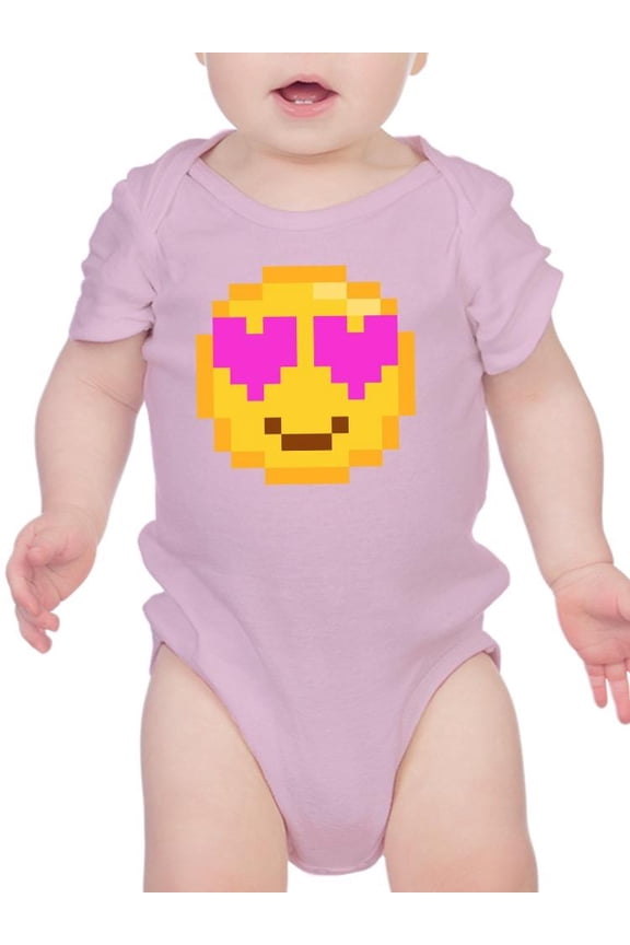 Pixel Heart Eyes Smile Face Art Bodysuit Infant -Image by Shutterstock,  12 Months
