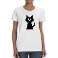 thumbnail image 1 of Pixel Kitty Cat Design Women White T-Shirt, Female Medium, 1 of 4
