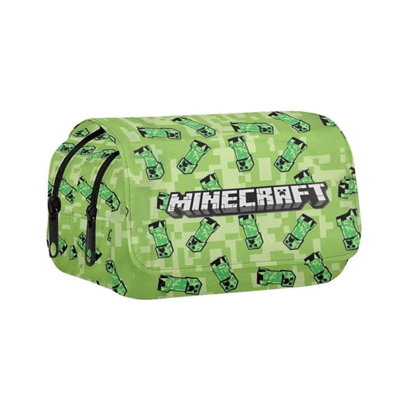 Pixel Large Capacity Multi-Layer Nylon Pencil Case - Block-Building Gaming Theme Stationery Organizer, Versatile Zipper Pouch , Birthday Gift