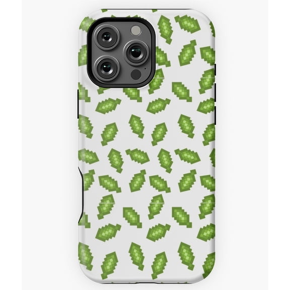 Pixel Leaves Design Phone Case for iPhone 16 15 14 13 12 11 Pro Max