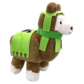 Pixel Llama Plush Toy 11.8" - 8-Bit Sandbox Pack Animal Stuffed Doll with Green Blanket - Soft Washable Gamer Desk Decor for Teens & Adults