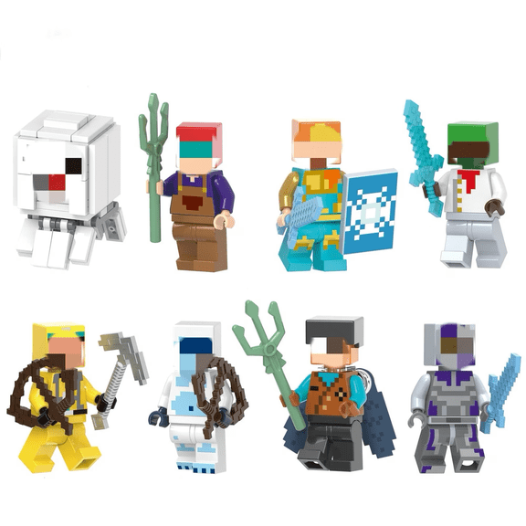 Pixel Minifigures Building Blocks Set, 8PCS Creative Toy, Perfect Gift for Kids & Collectors