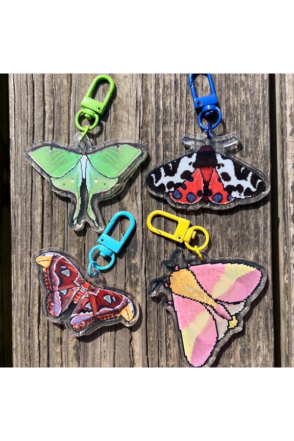 Pixel Moth Keychains! 2.5in | Luna | Rosy Maple | Atlas (1 keychain)