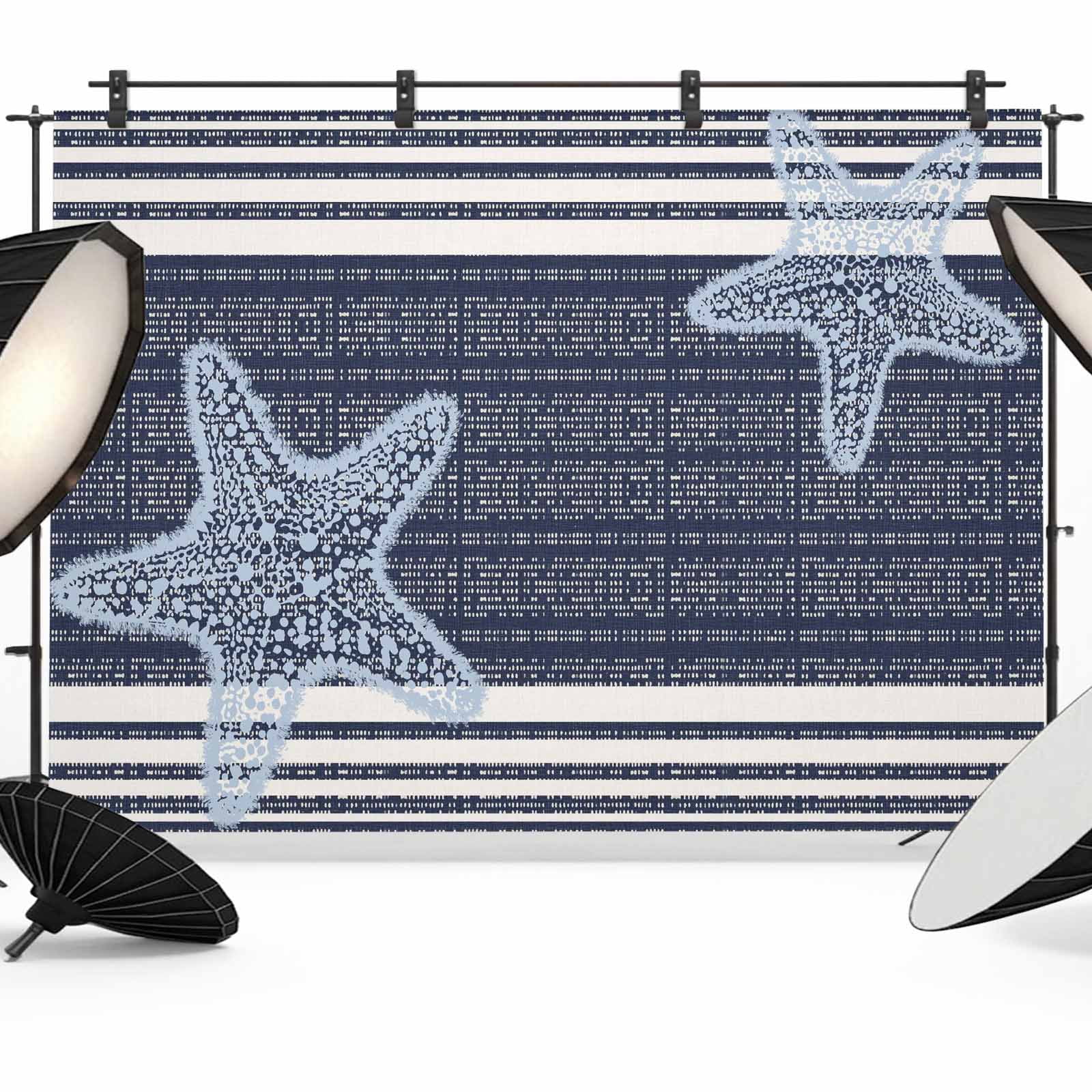 Pixel Navy Blue Star Photography Backdrop 8x6FT, Modern Abstract ...