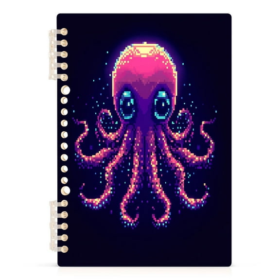 Pixel Octopus Notebooks 1-subject Journal 60 Sheets A5 College Ruled Paper Detachable Ring 8.3"x5.7"