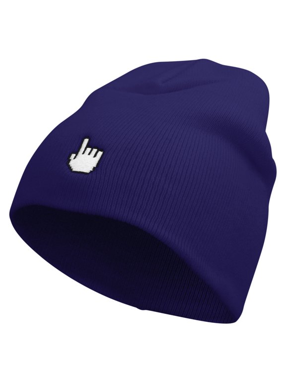 Pixel Pointer Embroidered 8 Inch Knitted Short Beanie - Royal OSFM
