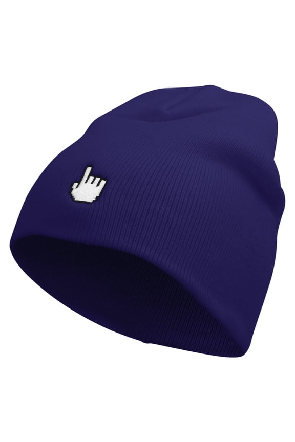 Pixel Pointer Embroidered 8 Inch Knitted Short Beanie - Royal OSFM
