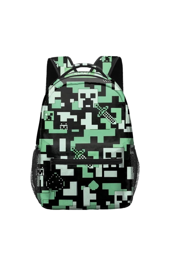 Pixel All Over Print Casual Backpack, Large Capacity Water Resistant Oxford Daypack with Adjustable Breathable Shoulder Straps for Daily Travel School Work Outdoor