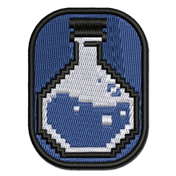 Pixel RPG Potion Health Mana Bottle Applique Multi-Color Embroidered Iron-On Patch - 3 Inch Medium