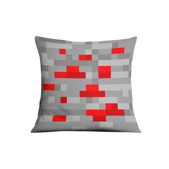 Pixel Redstone Ore Throw Pillow - 8-Bit Sandbox Game Decorative Cushion for Couch, Bed & Gaming Room - Soft Plush Sofa Pillow for Gamers & Home Decor Enthusiasts