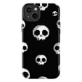 thumbnail image 1 of Pixel Skull Halloween Phone Case – Retro 8-Bit Black & White Spooky Design for iPhone 16 15 14 13 12 11 Pro Max Plus Mini, 1 of 6