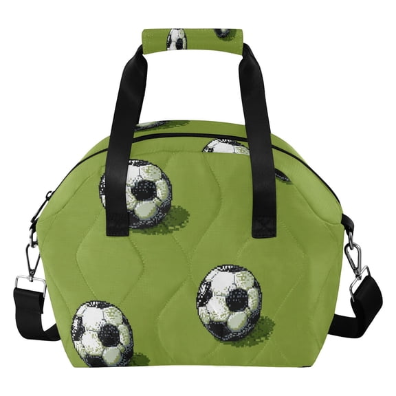 Pixel Style Football Insulated Lunch Bag Reusable Quilted Lunch Box Waterproof Leakproof Lunch Container