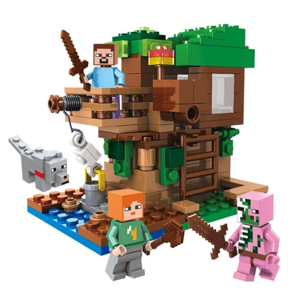 Pixel Style Tree House Building Set, Immersive Pixel Game Themed Construction Toy with Collectible Figures, DIY Assembly Bricks for Hobbyists, Gift for Pixel World Fans & Home Display Decor