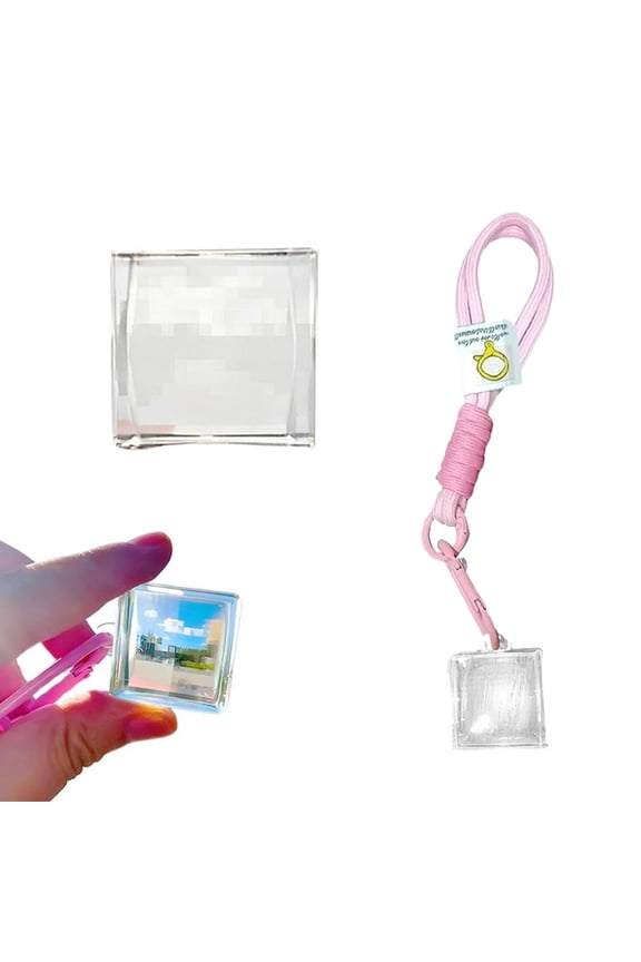 Pixel Stylized Lens, Pixel Window Keychain, Pixel Mirror, Pixel Filter, Miner World Keychain Pixel Game Party Gift Suitable for Backpack Handbag Car Key, 1 Pcs, 1.38x1.38x0.32"