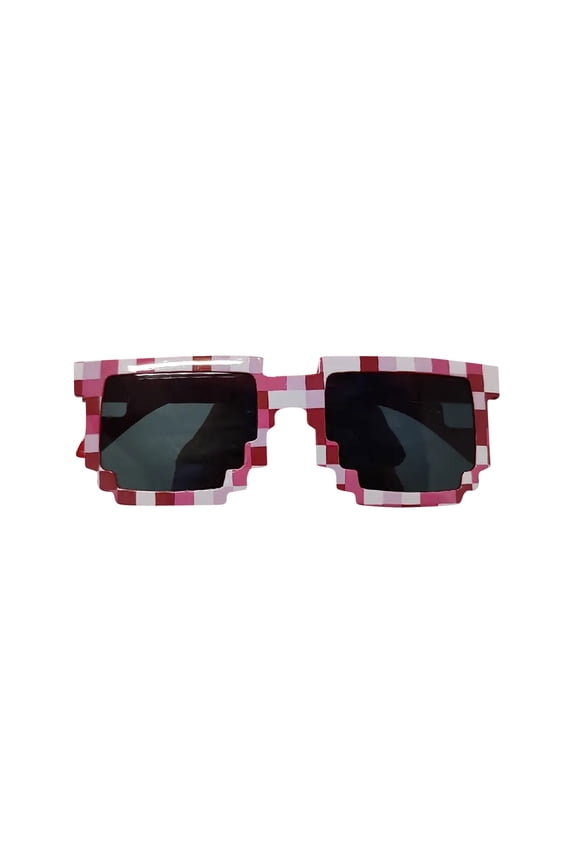 Pixel Sunglasses Color Miner Pixel Glasses for Kids Funny Pixelated Party Sunlasses Red