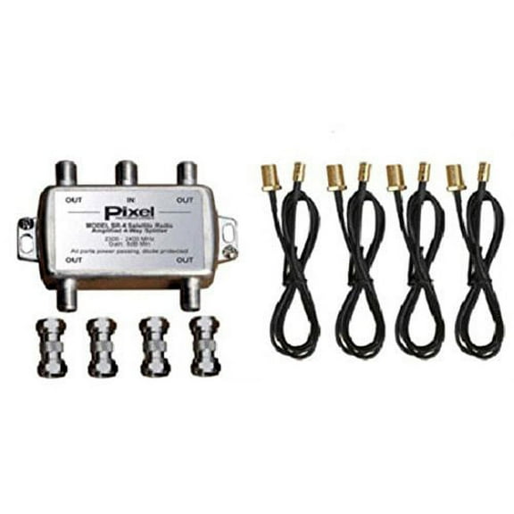 Pixel Technologies 4 Way SiriusXM Satellite Radio Amplified Antenna Signal Splitter Kit