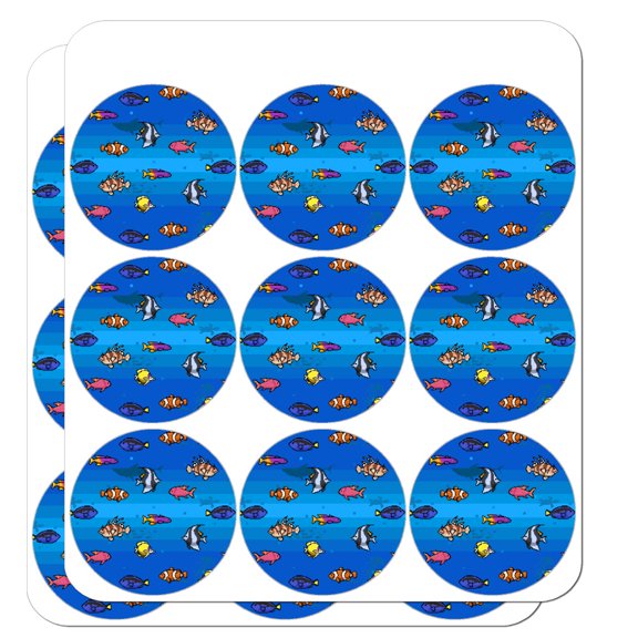 Pixel Tropical Ocean Fish Pattern Planner Calendar Scrapbooking Crafting Stickers