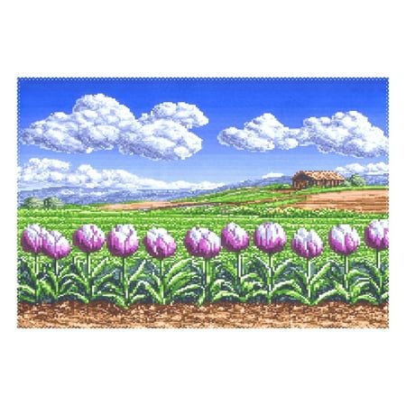 Pixel Tulip Field 12x18in Heat-Resistant Non-Slip Place Mat, Durable and Wrinkle-Resistant