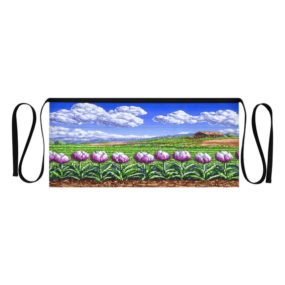 Pixel Tulip Field Multi Pocket Short Apron Waterproof, Adjustable 96.5in Belt for various occasions