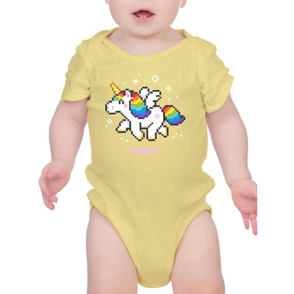 Pixel Unicorn Prancing Art Bodysuit Infant -Image by Shutterstock,  Newborn