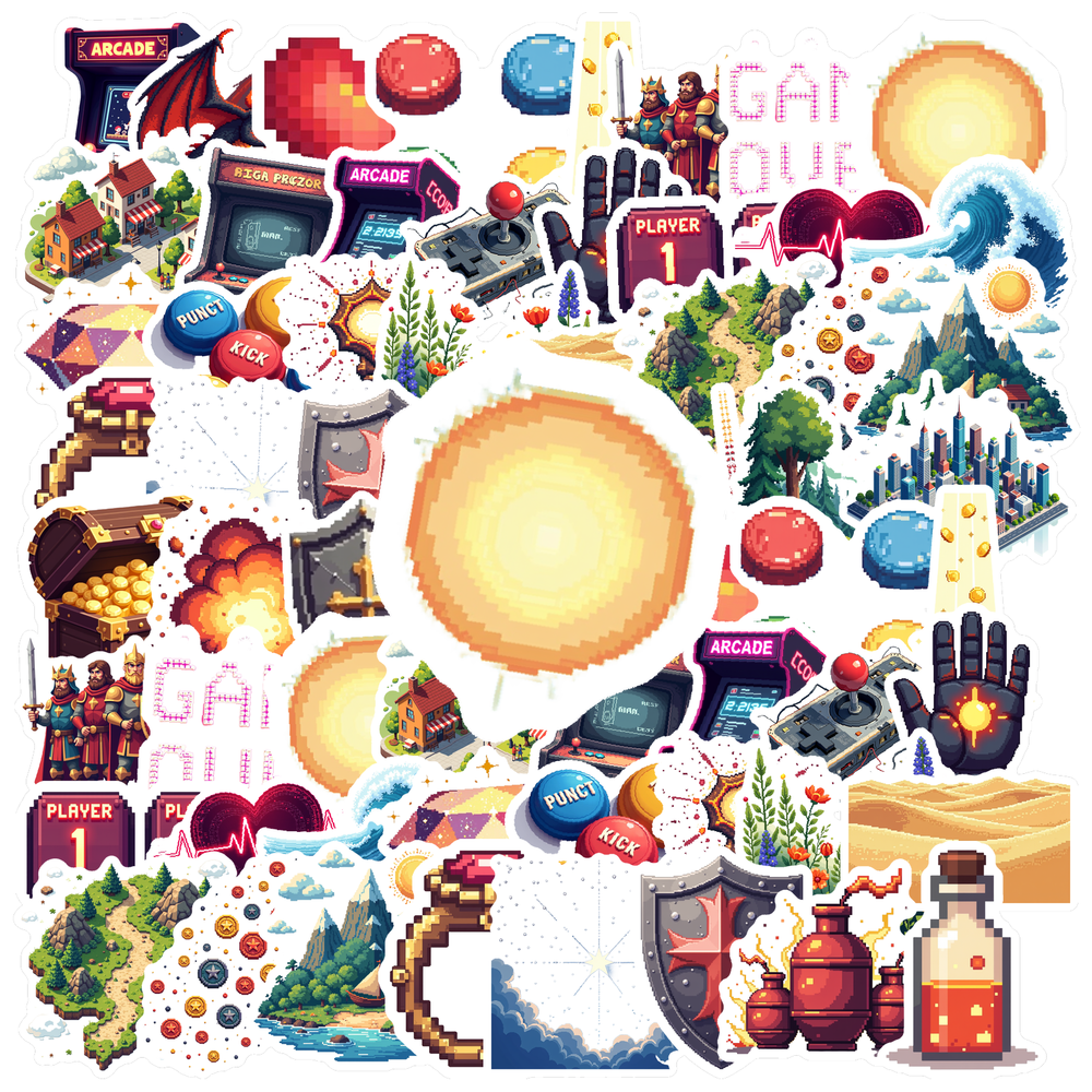 Pixel Video Game Theme Stickers, Waterproof Video Game Theme Sticker ...