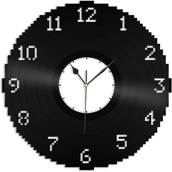 Pixel Vinyl Wall Clock,Vinyl Record Clock Wall Art Unique Room Decorations Handmade Gift