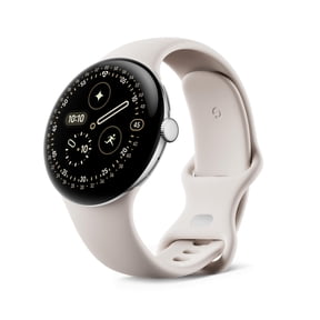 Google Pixel Watch 4 (45mm) - Android Smartwatch with Domed Display, Comprehensive Health and Fitness Tracking, and Help from Gemini - Polished Silver Aluminum Case - Porcelain Active Band - LTE