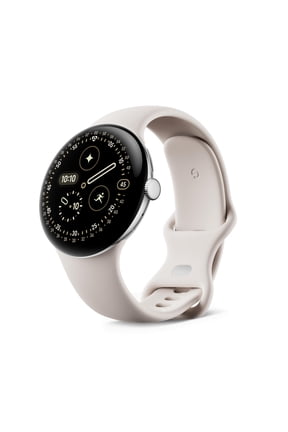 Pixel Watch 4 (45mm) - Android Smartwatch with Domed Display, Comprehensive Health and Fitness Tracking, and Help from Gemini - Polished Silver Aluminum Case - Porcelain Active Band - LTE