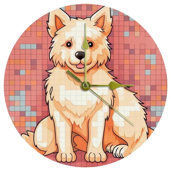 Pixel dog 9.8-Inch Round Acrylic Wall Clock, Silent Non-Ticking Battery Powered for Kitchen, Bedroom, Living Room, Office - Decorative Wall Clocks