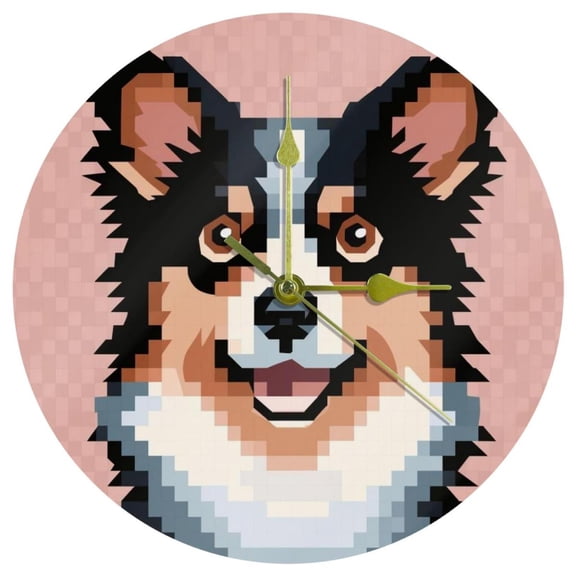 Pixel dog Circular Acrylic Wall Clock - Elegant Decorative Timepiece for Home or Office - 12 Inch Diameter - Non-Ticking Quartz Movement