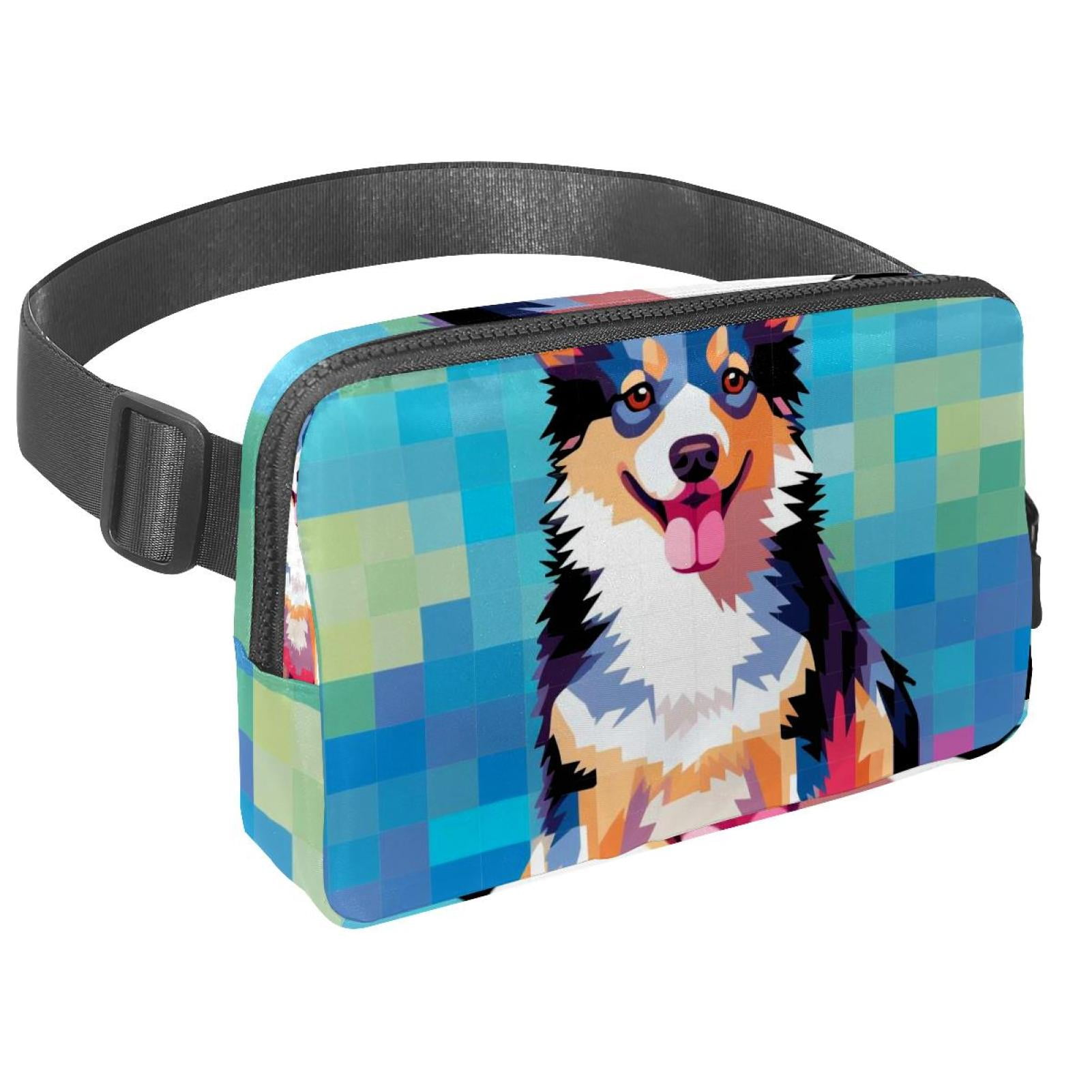 Pixel dog Crossbody Bag Running Belt Belt Bag Lightweight Adjustable with Extension Strap Unisex