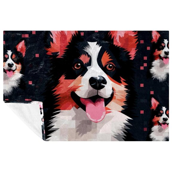 Pixel dog Custom Microfiber Throw Blanket: Soft and Warm Printed Blanket for Sofa, Bed, Couch, Office, Camping. for Blankets & Throws.