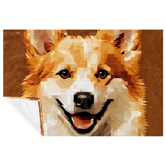 Pixel dog Custom Microfiber Throw Blanket - Soft and Warm Printed Lightweight Blanket for Sofa, Bed, Couch, Office, and Camping