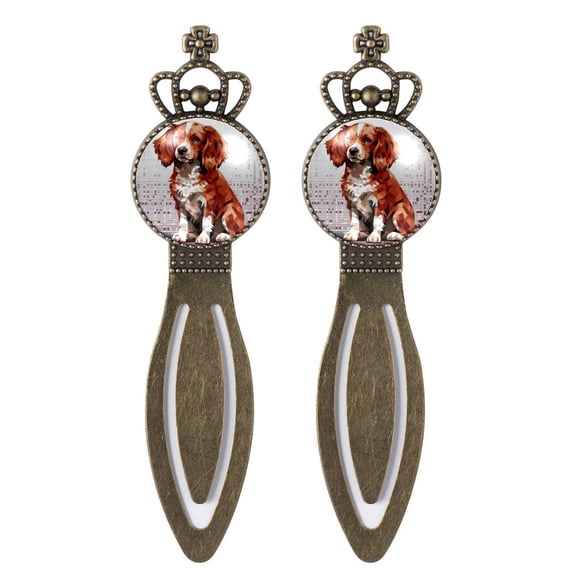 Pixel dog Elegant Vintage Copper Crown-Shaped Bookmarks - Set of 2 Stainless Steel Book Marks for Readers and Book Lovers