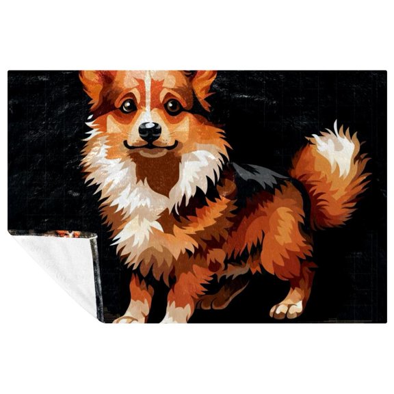 Pixel dog Soft and Warm Microfiber Throw Blanket - Fluffy Blanket for Sofa, Bed, Couch, Office, Camping - Lightweight Printed Blankets & Throws