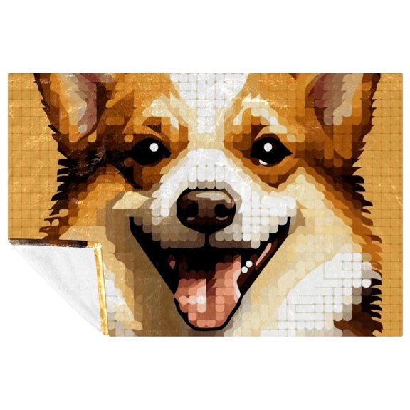 Pixel dog Soft and Warm Microfiber Throw Blanket - Printed Lightweight Blanket for Sofa, Bed, Couch, Office, Camping - Cozy Blankets & Throws