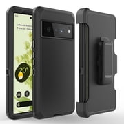 Google Pixel 6 Pro Rugged Defender Case with Belt Clip Holster, Heavy Duty Shockproof Drop Protection, 360  Rotating Kickstand Cover