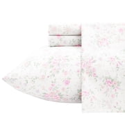 PixelForge 100% Cotton Full Size Sheets,4 Piece Pure Percale Bed Sheets Set Deep Pocket Fits Mattress Upto 15",delicate floral design