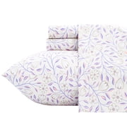 PixelForge 100% Cotton Queen Size Sheets,4 Piece Pure Percale Bed Sheets Set Deep Pocket Fits Mattress Upto 15",floral vine pattern